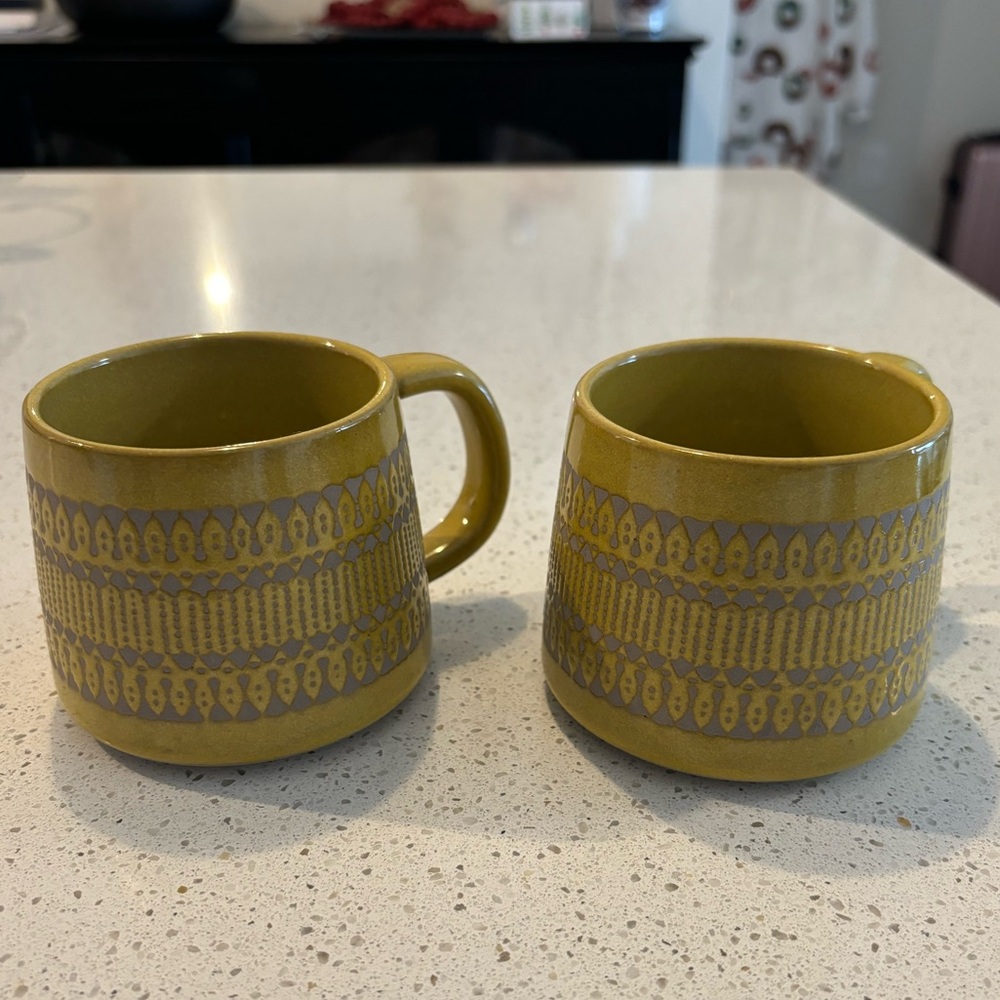 Hearth & Hand with Magnolia Pair of Coffee Mugs in Yellow Olive Color